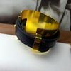 Golden Exaggerated Metal Bangle Armlet Women Open Bangle Belt Buckle Leather Bracelet  Party