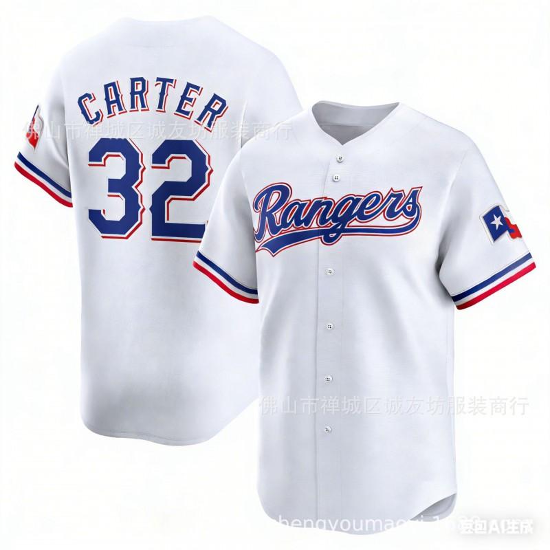 Embroidered Baseball Jersey Cap Rangers 32 Blue Carter Unisex Sport Outdoor Wear