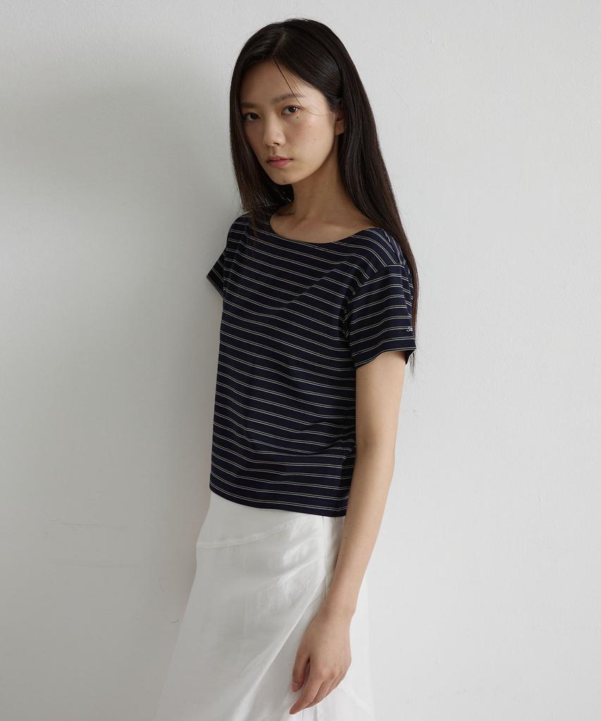 ARTID Striped Boat Neck Short Sleeve T-Shirt_3 Colors