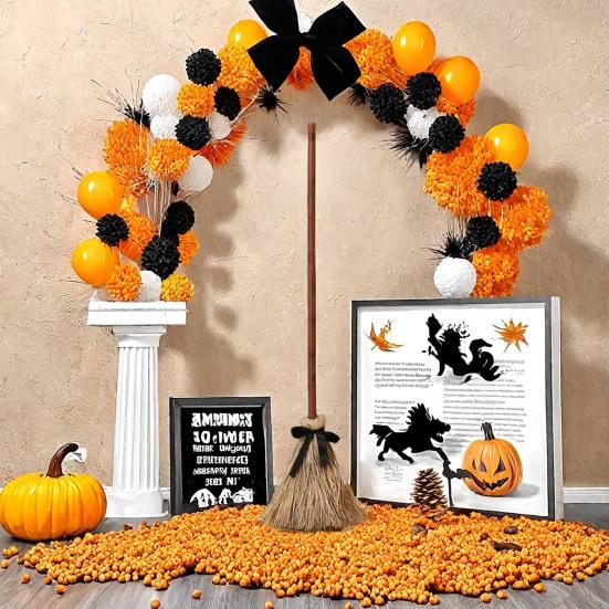 Halloween Floating Broom 43.5 Inches Tall Magical Animated Witch Broomstick Sound Touch Activated Haunted Dancing Broom for Party Home Floor Decor
