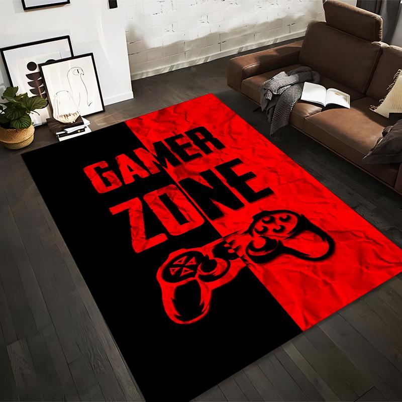 Игровой ковер с надписью Gamer Zone и дизайном игрового контроллера. Подходит для использования в качестве противоскользящего покрытия для диванов в гостиной и спальне.