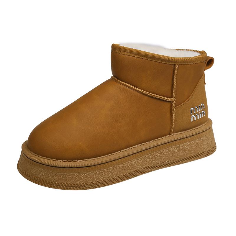 Модные женские ботинки, зимние теплые короткие плюшевые ботинки 2024 года, горячая распродажа, женские ботинки на толстой подошве среднего каблука, водонепроницаемые, повседневные, удобные, для снега