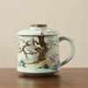 Ceramic mug with lid Water cup Chinese camellia tea cup Office cup Business meeting souvenir gift