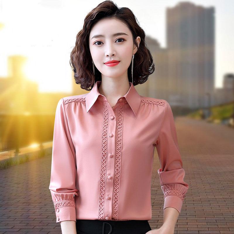 Весна Осень Рубашки Для Женщин Элегантные Повседневные Офисные Дамы Топы С Длинным Рукавом Винтажные Блузки Женские Рубашки