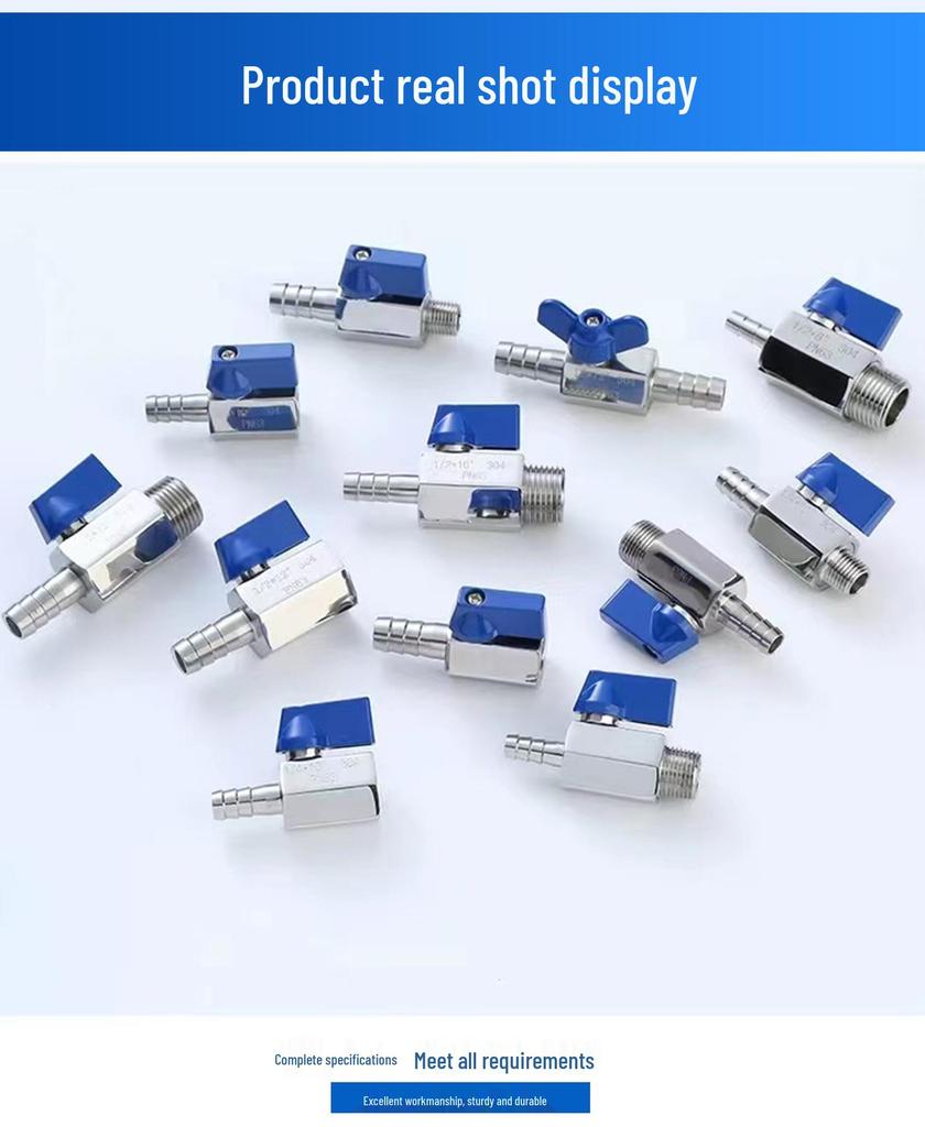 304 Stainless Steel Mini Barb Valve Double-Headed Hose Connector