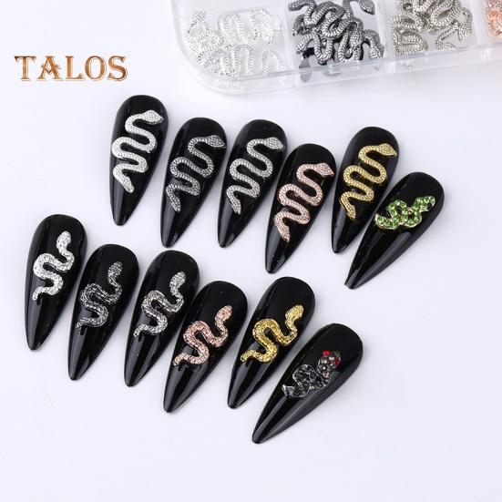 60Pcs/Box Snake Nail Charms with Rhinestones Elegant And Fashionable Nail Art Accessories for Women And Girls