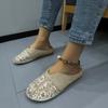 Мода 2025 Мода Женская обувь Закрытый носок Женские тапочки Новая вышивка Уличные Бестселлер Повседневные Удобные Плоские тапочки Zapatos