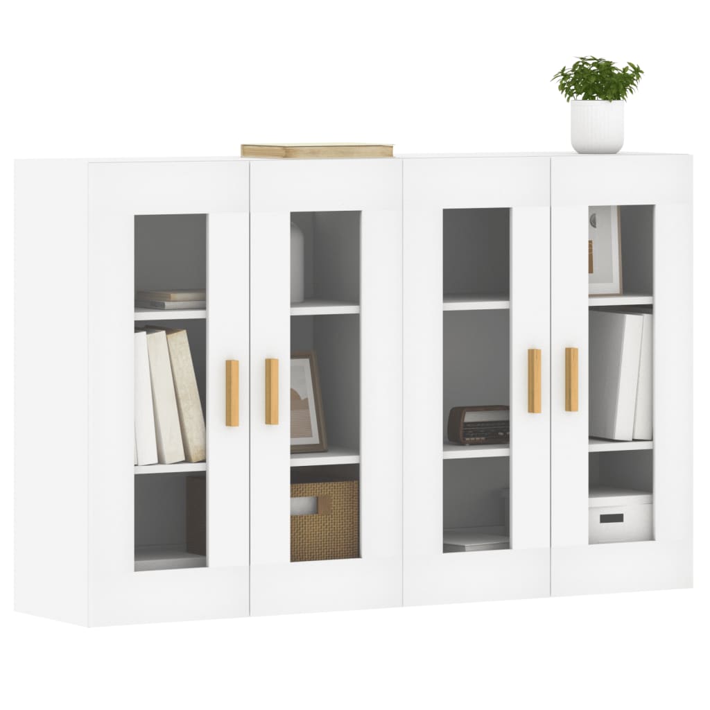 Wall Cabinets 2 pcs White Wood Based Material
