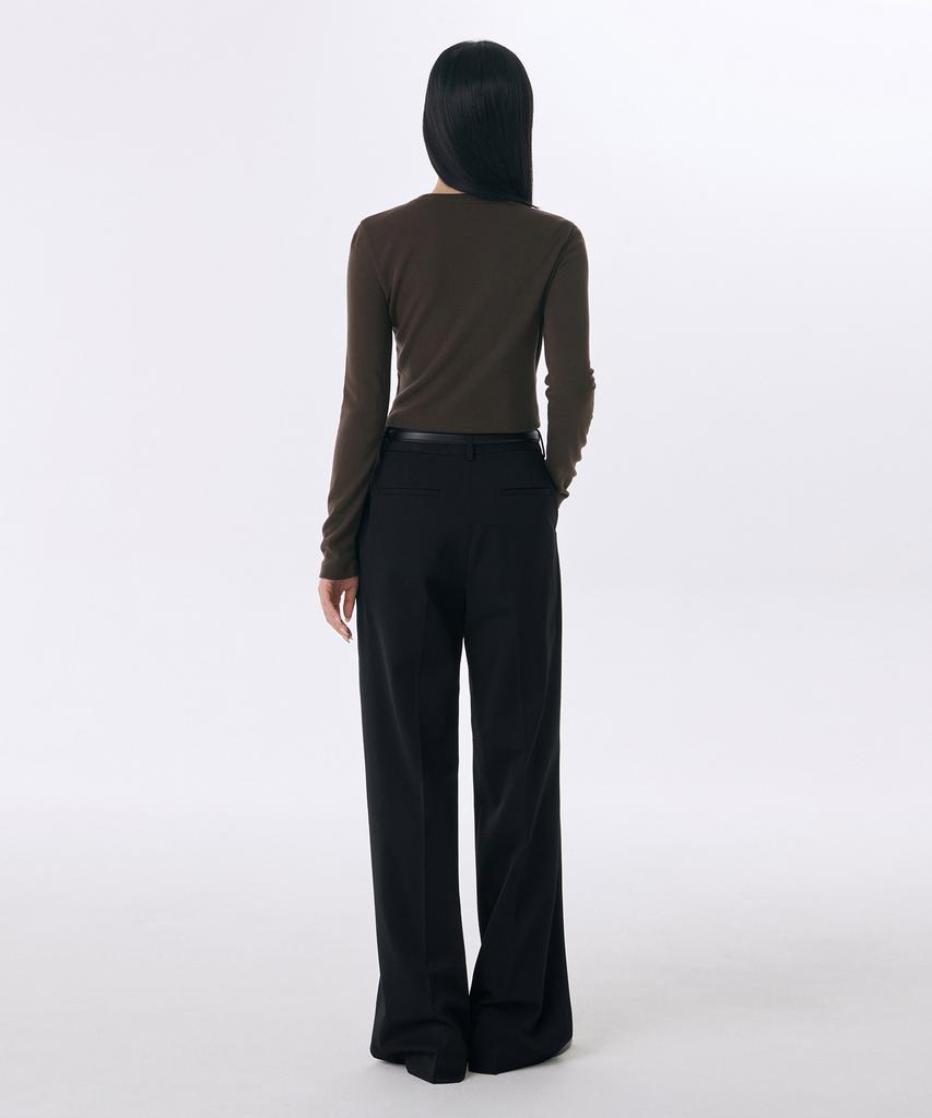 Musinsa Standard Woman Women'S Heavyweight Brushed Deep Tuck Wide Slacks [Black]