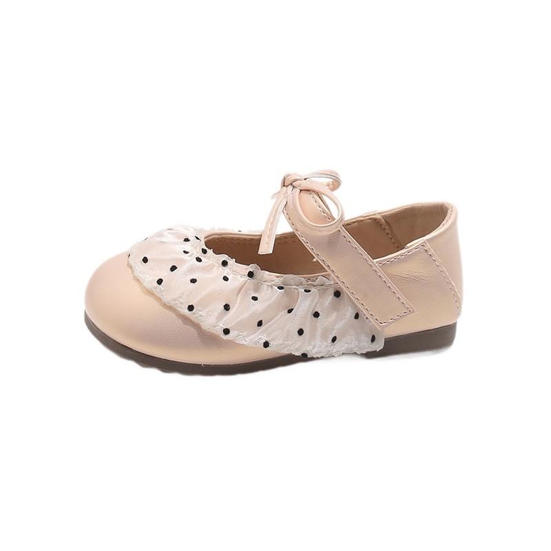 Youth style shoes Girls Soft Sole Princess Shoes Toddlers Non-Slip Ballet Flats With Bow In Beige