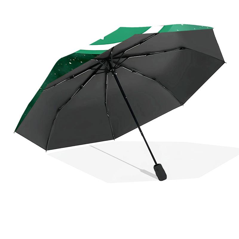 Green Shield Emblem Design Printed Automatic Umbrella, 8-Frame for Travel, camping, Casual Umbrella, Essential Gift for for family and friends