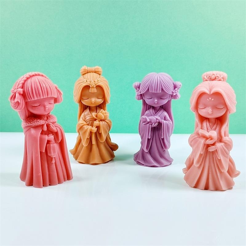 3D Милая Принцесса Силиконовая Форма для Свечей DIY Девочка с Закрытыми Глазами Ароматерапия Гипс Кристалл Смола Форма для Заливки Домашние Поделки Подарки