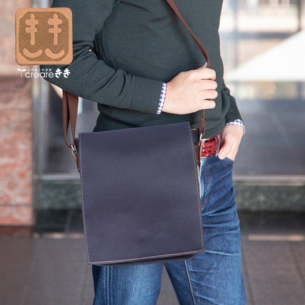Shoulder Crossbody Made in Persimmon Shibu Dyed Canvas Vertical Flap Birthday Present Shibu [creareki] Men's Bag, Bag, Lightweight, Small, Japan, Bag,