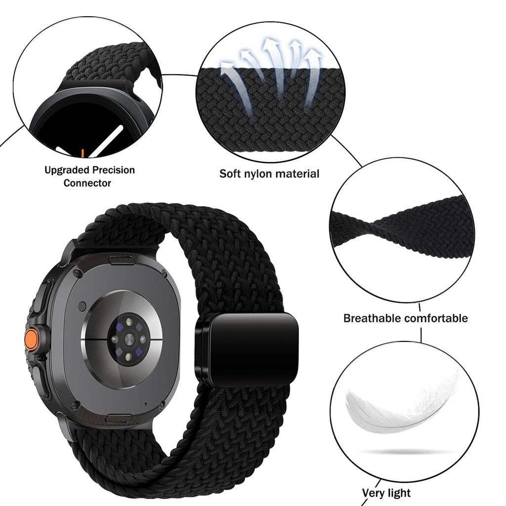 Magnetic Nylon Braided Strap for Samsung Galaxy Watch 8 44mm 40mm Smartwatch Bracelet Band for Galaxy Watch 8 Classic Watchband