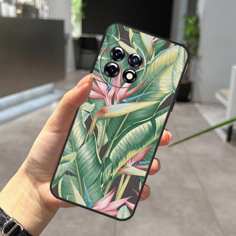Ретро чехол-растение с банановыми листьями для OnePlus Nord CE 5 2 3 4 Lite N30 N20 OnePlus 15 13 12 11 9 10 Pro 10T 13R 15R