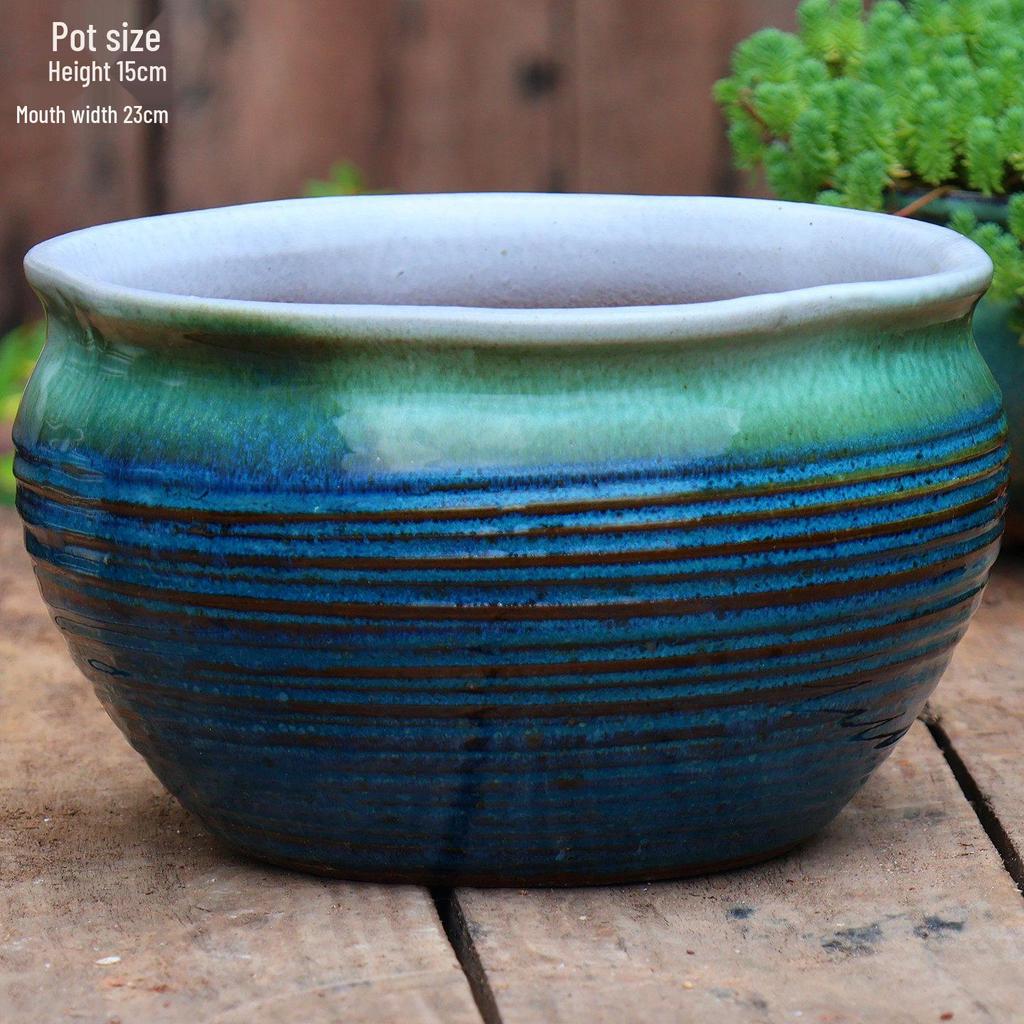 Large Handmade Ceramic Pottery Planter for Courtyard Landscaping - Ideal for Tall Orchids and Bougainvillea