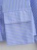 2025 Spring Women's European & American Style Blue Striped Shirt with Versatile Pocket