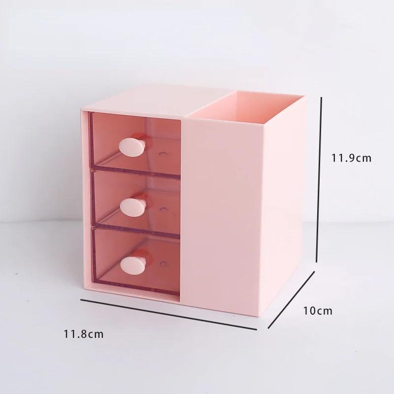 Милый держатель для ручек, органайзер для хранения, коробки с выдвижным ящиком, косметическая полка, кавайные настольные аксессуары для девочек, офисные, школьные, настольные канцелярские принадлежности