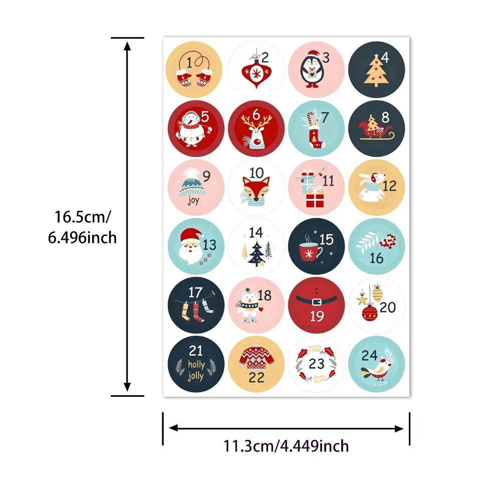 24pcs Per Sheet Numbered Stickers Christmas Packaging Labels Cookie Candy Packaging