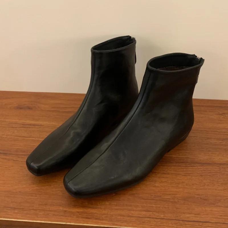 Женские ботильоны из замши, теплые, с квадратным носком, кожаные, зимние, брендовые, плюшевые, хлопковые, трендовые, на низком каблуке, челси, модные, удобные, Botas Mujer