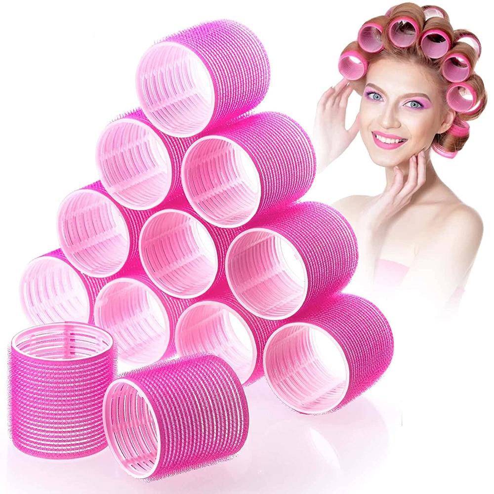 Self-Grip Hair Rollers Heatless Hair Curlers No Heat Hair Bang Volume Self-adhesive Hook & Loop DIY Styling Tool