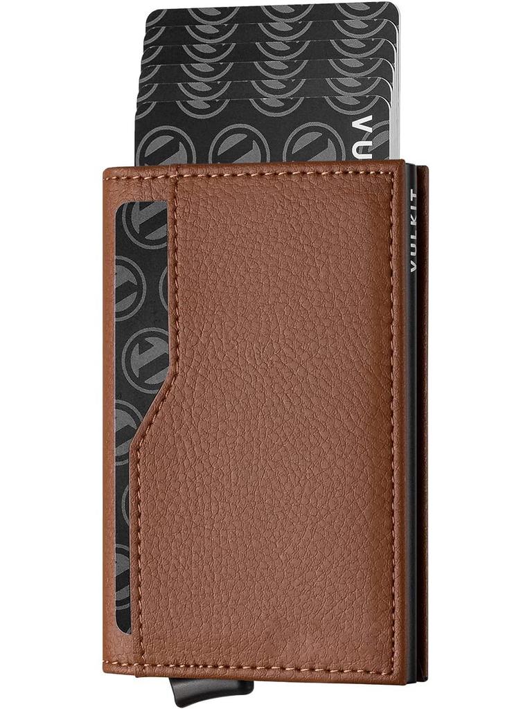 Мужской кошелек из натуральной кожи с RFID-защитой от кражи, металлический держатель для карт - европейский и американский дизайн с алюминиевым сплавом