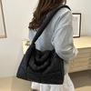 Yogodlns Solid Color Shoulder Messenger Bags Large Capacity Lightweight Quilted Totes Down Cotton Padded Puffy Handbags for Women