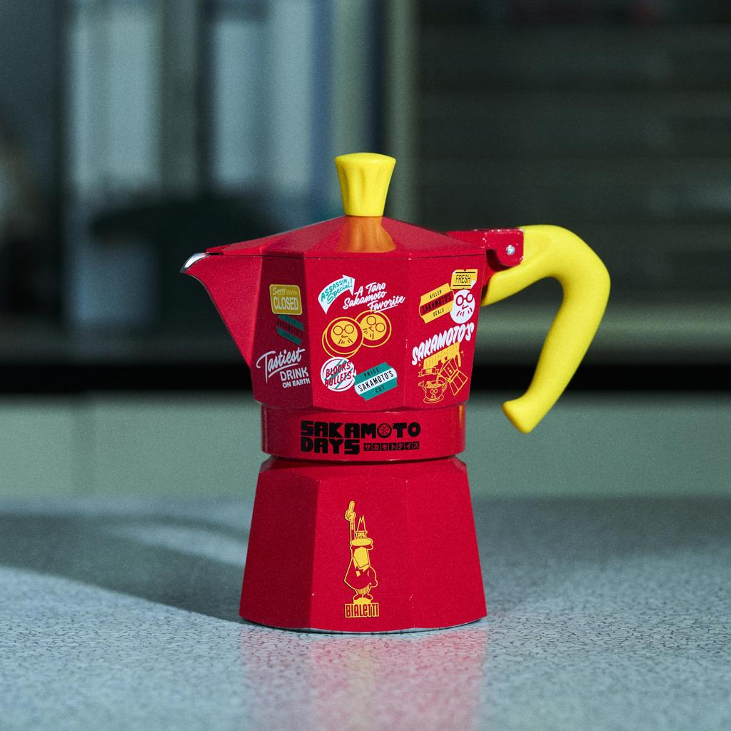 BIALETTI SAKAMOTO DAYS Moka Express Stovetop Coffee Espresso and Mocchinetta Red, 3-Cup, Maker, Maker,