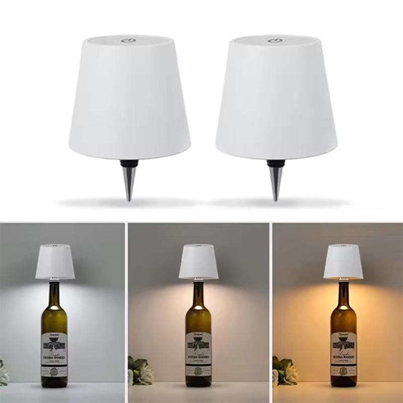 Беспроводная лампа для бутылок вина, светодиодная лампа для бутылок, портативная сенсорная настольная лампа с сенсорным управлением 3 цветов и плавной регулировкой яркости, ночник для декора бара и вечеринки