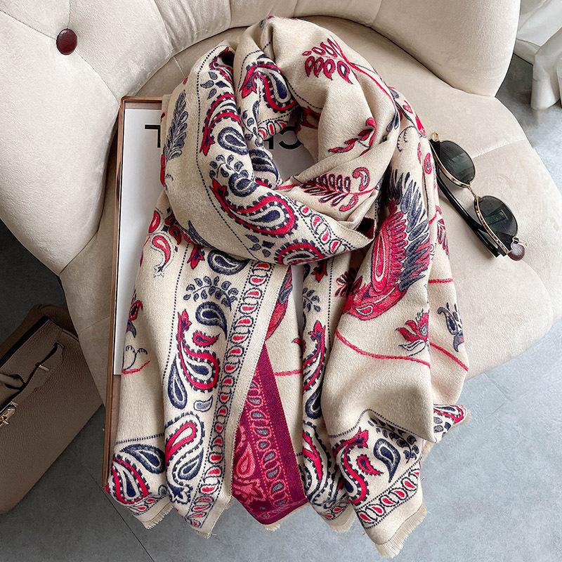 Scarf Women'S Autumn And Winter New Item Cashmere Blend Double-Sided Color Warm Shawl Thick Long Scarf High-End Sense Fashionable And Versatile