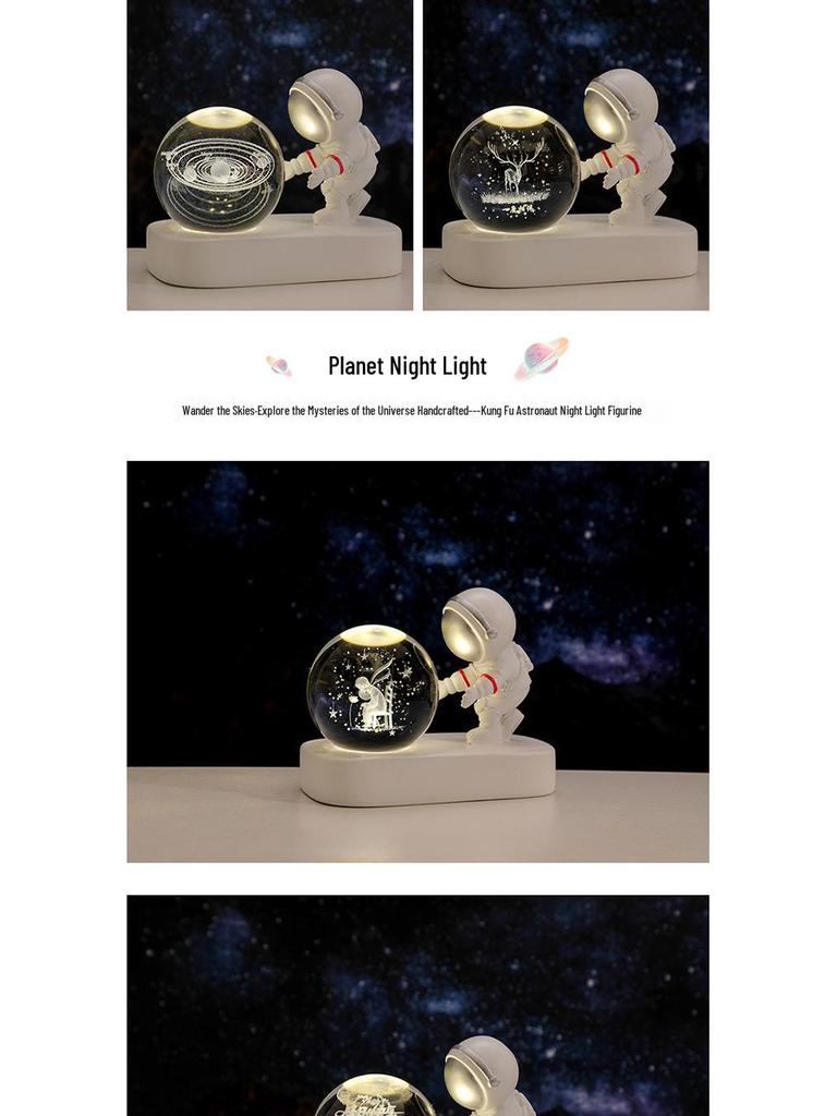Cross-Border Astronaut Night Light: Starry Sky Crystal Ball with Luminous Base - Perfect Holiday Souvenir and Desktop Ornament.