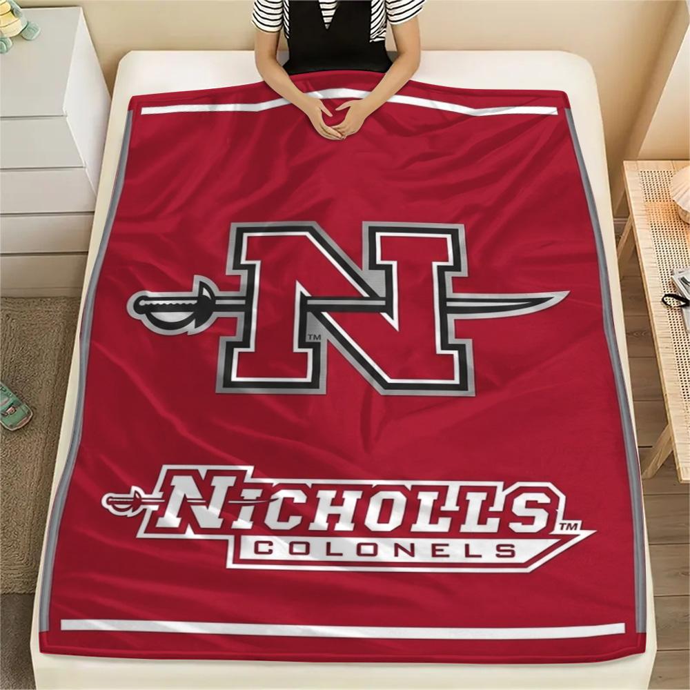 Nicholls State Colonels Print Flannel Blanket High Quality Warm Comfortable Cover for All Seasons Perfect for Gifts Home Decor