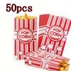 100pcs Popcorn Favor Bags Red Striped Candy Paper Bags Nougat Biscuit Bread Toast Bags For Snacks Goods Bag Movie Birthday Party