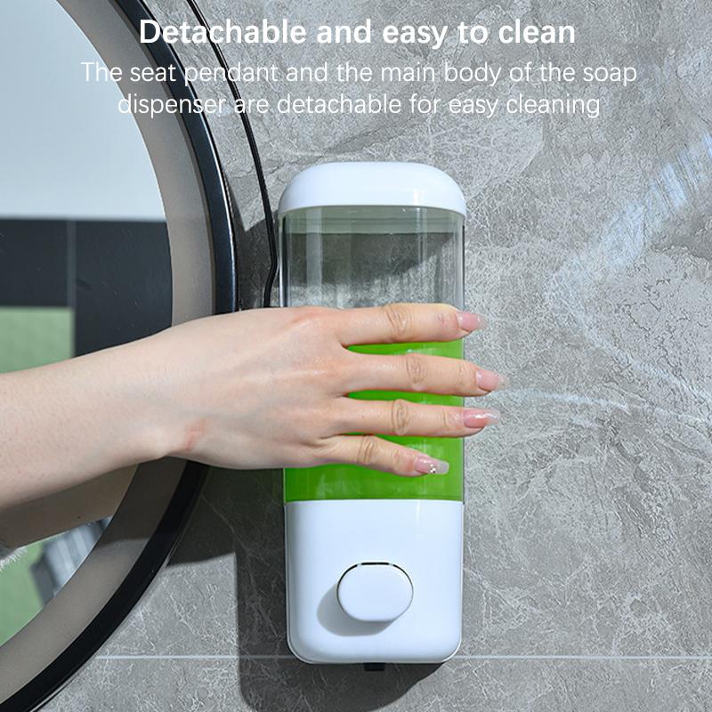 Bathroom Non-Punching Manual Press Soap Dispenser Wall Hanging Traceless Paste Disinfectant Bottle Transparent Dispenser