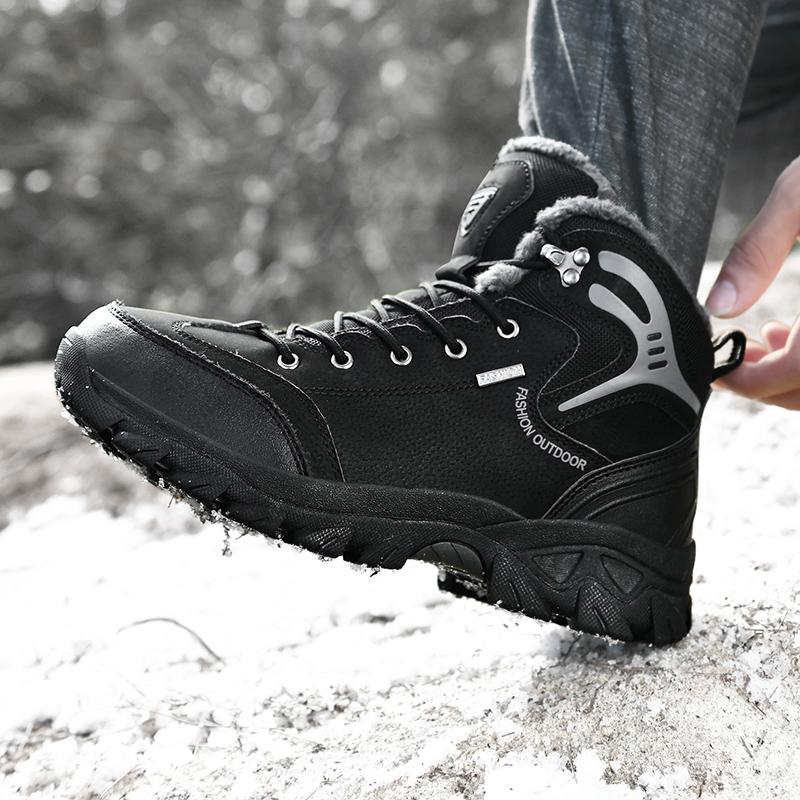 39-47 Мужская бархатная уличная обувь с высоким берцем, обувь для скалолазания большого размера, теплые походные ботинки для волос