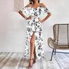 Женское сексуальное платье-комбинация с бретелями, асимметричное, длинное, с цветами, пляжное