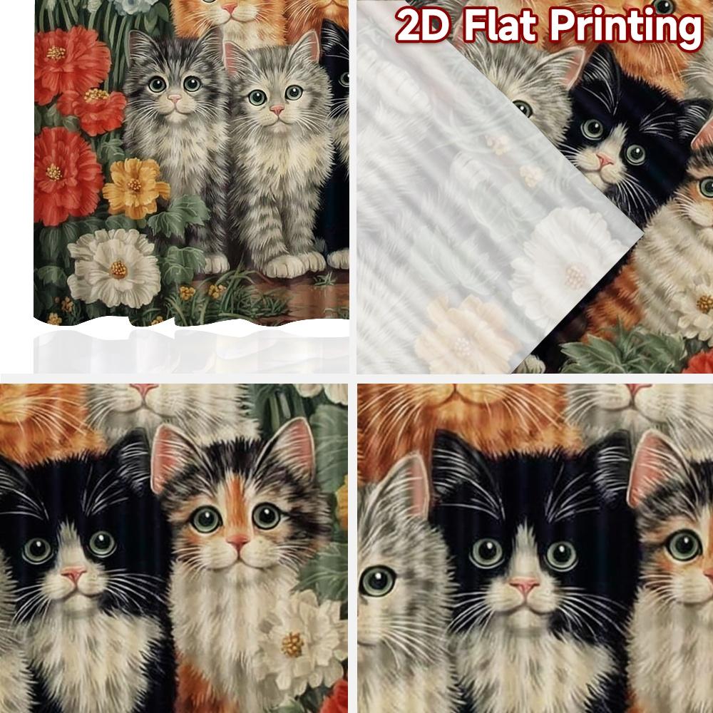 2D плоская печать 2 шт. Шторы для окон Милые котята в саду Цифровая печать Полиэстеровые шторы Декорации для вечеринок для дома