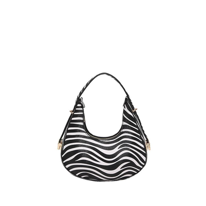 Women'S Bag Fashion Shoulder Bag Texture Pu Armpit Bag Personalized Zebra Pattern Crescent Bag