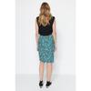 Black Printed Pleated And Slit Fitted High Waist Mini Knitted Skirt Twoaw22et0401