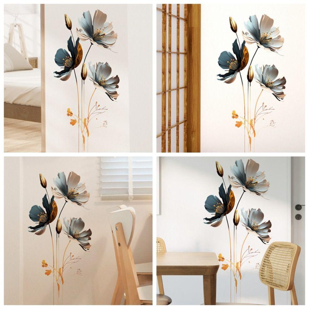 3D Lotus Background Decor Decals PVC Aesthetic Wallpaper Flower Wall Stickers  Living Room