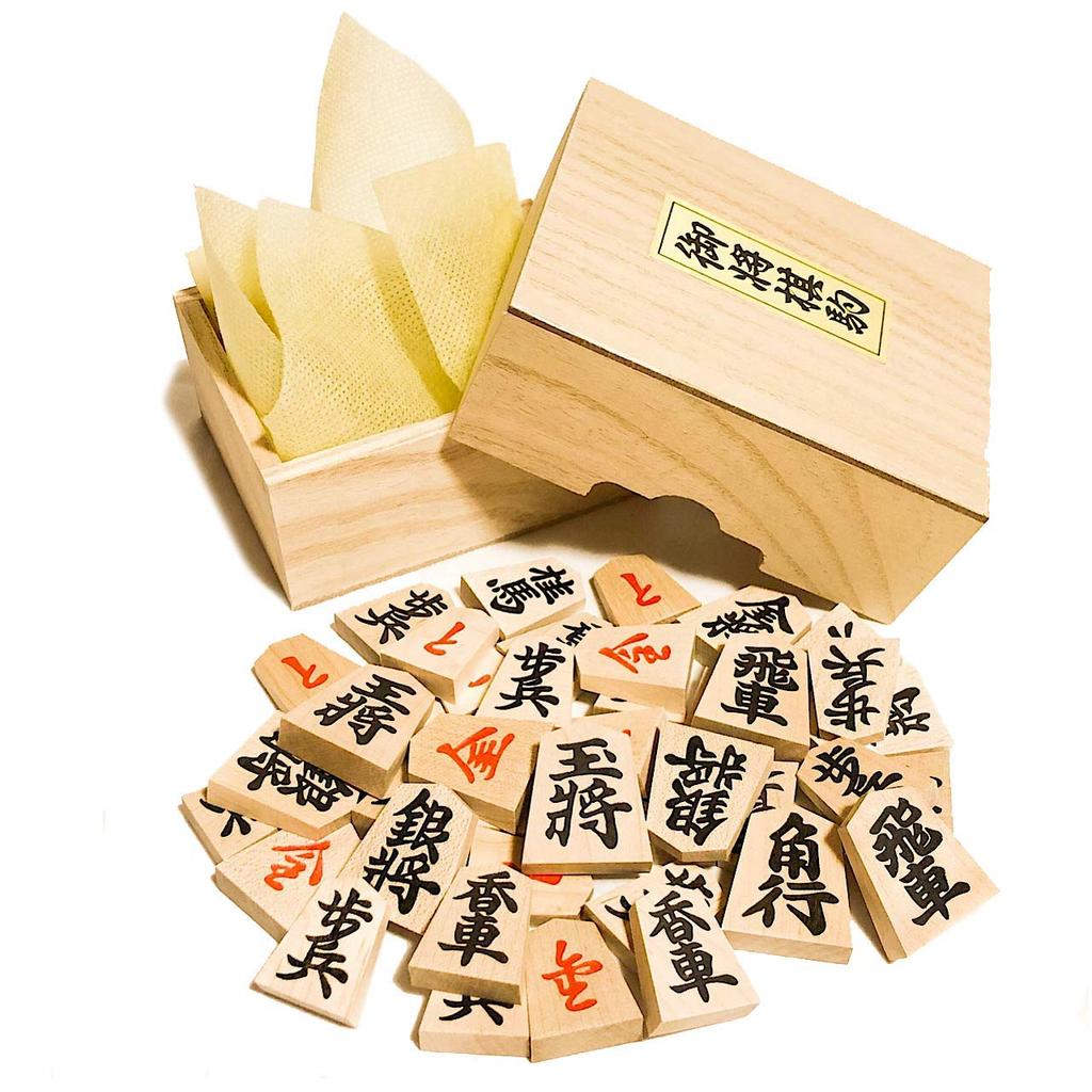 Tendo Shogi Pieces Maple Carved Shogi Pieces and Suzukado Original Piece Bag (Owl Design)
