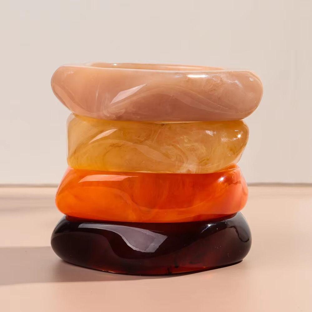 Vintage Acrylic Wide Bracelet Minority Design Geometric Irregular Bangle Daily