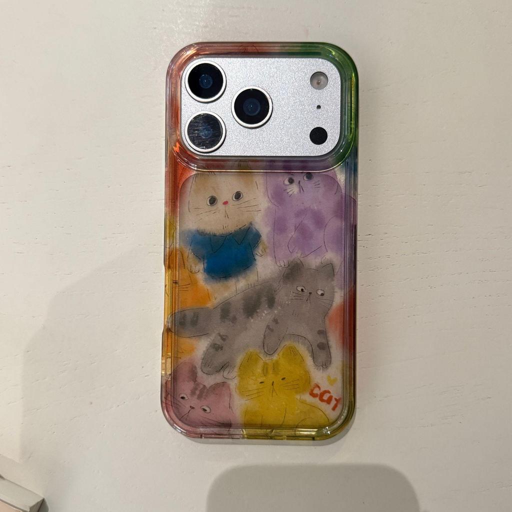 Чехол на весь экран 'Коты в граффити' для Apple 17 Pro/Pro Max/16 Pro/15 PM/14/13 – Яркий и девичий дизайн