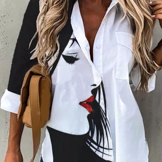 Женская рубашка с принтом бабочки и отложным воротником, однобортный художественный весенний топ для повседневной носки