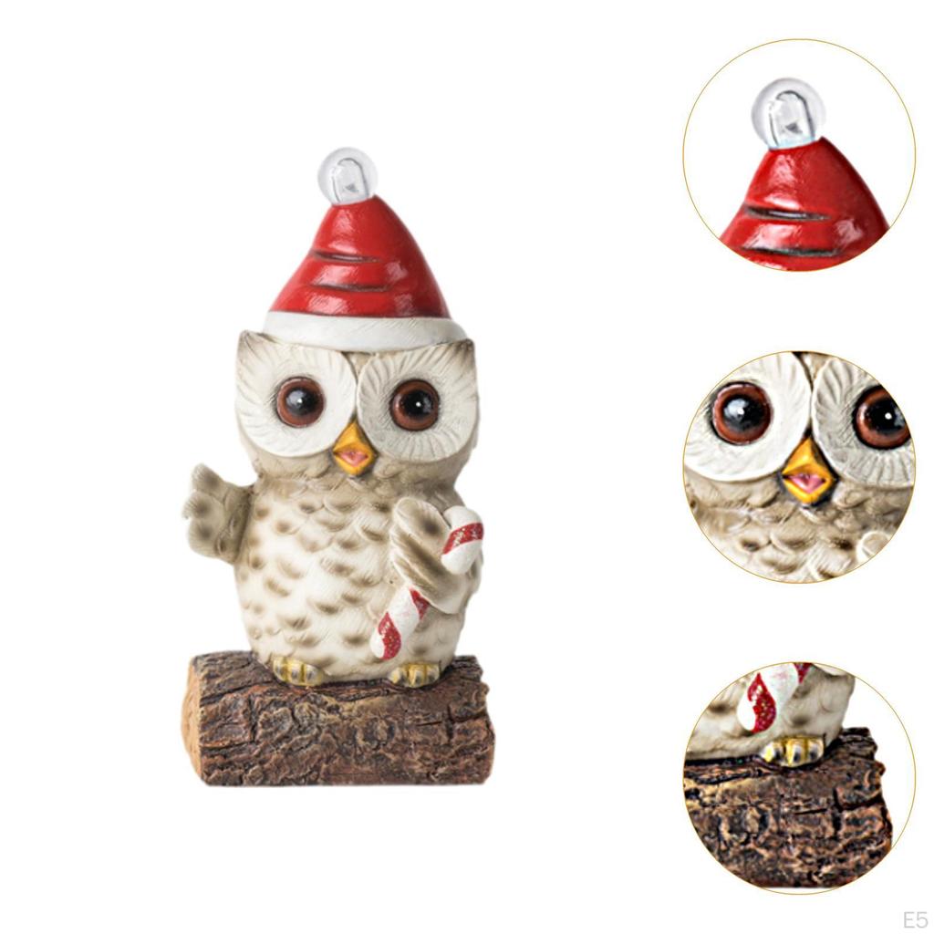 Рождественская скульптура совы с большими глазами, статуэтка с декором в виде светящегося дома, статуэтка для рабочего стола
