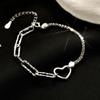 925 Sterling Silver Double Love Heart Hollow Round Beads Bracelet Female Fashion Romantic Jewelry Classic