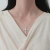 Creative European & American Style Geometric Full Diamond Cross Necklace for Women - Stainless Steel Clavicle Chain
