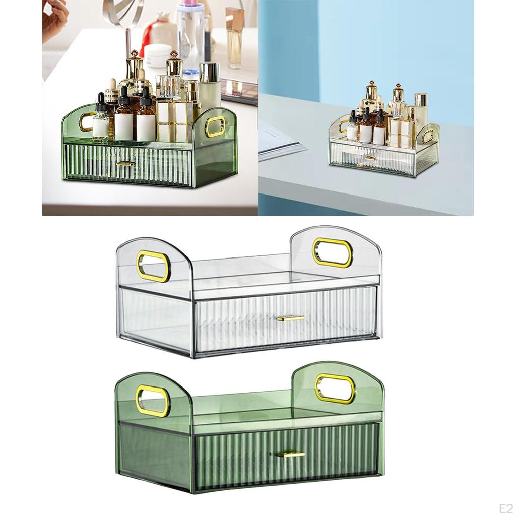 Makeup Storage Box Countertop Organizer Display with Handle Decorative Jewelry Container for