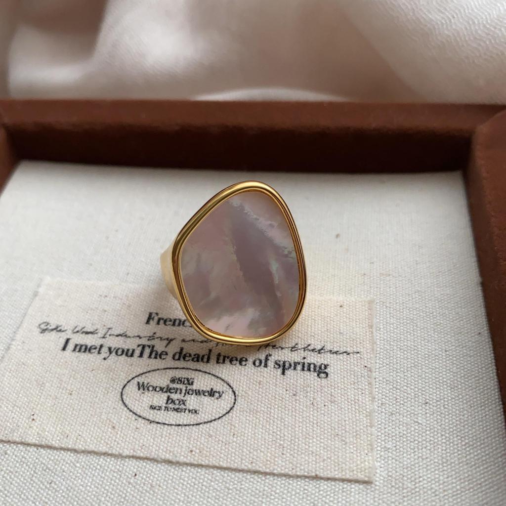 Корейское овальное перламутровое кольцо из серебра с медным покрытием - ретро-геометрическое нерегулярное открытое кольцо для женщин, аксессуар на указательный палец в стиле хип-хоп