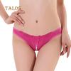 Women Sexy Mesh Breathable Imitation Pearl Crotchless Panties Thong Underwear Female Clothing